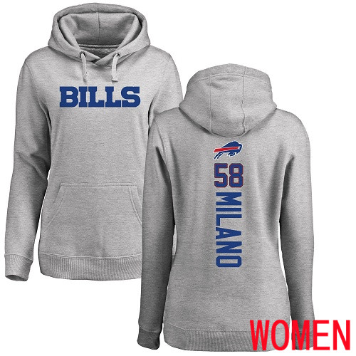 NFL Women Buffalo Bills #58 Matt Milano Ash Backer Pullover Hoodie Sweatshirt->women nfl jersey->Women Jersey